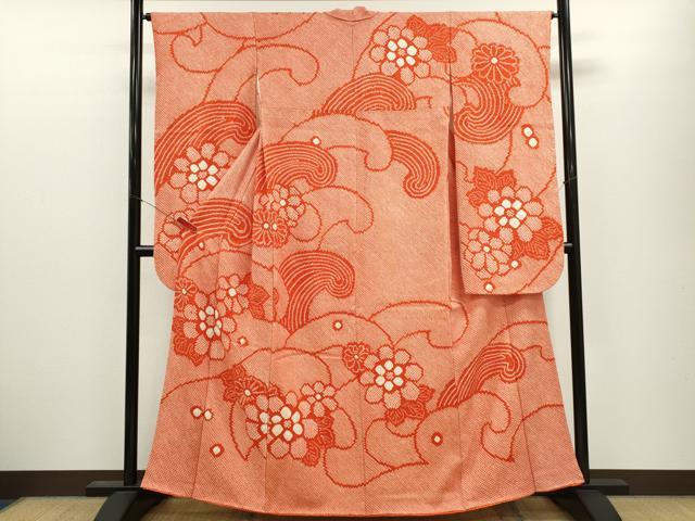 平和屋着物●豪華振袖　総絞り　立波舞花文　正絹　逸品　CABJ2483ze