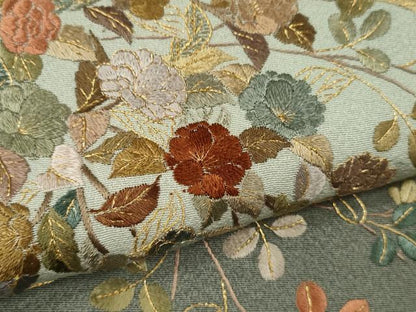 平和屋着物●訪問着　総刺繍　枝花文　暈し染め　金糸　正絹　逸品　CABJ2484ze