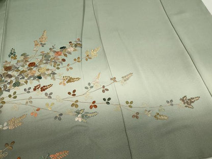 平和屋着物●訪問着　総刺繍　枝花文　暈し染め　金糸　正絹　逸品　CABJ2484ze