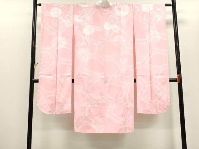 平和屋着物●振袖用長襦袢　無双仕立て　絞り　草花地紋　洗える着物　CABJ2486ze