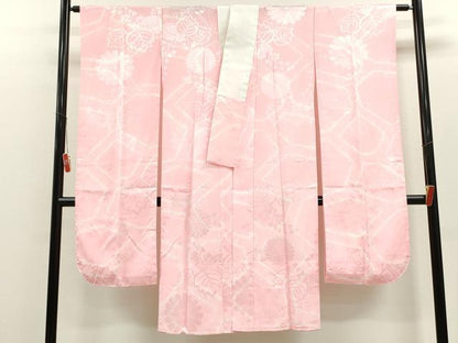 平和屋着物●振袖用長襦袢　無双仕立て　絞り　草花地紋　洗える着物　CABJ2486ze