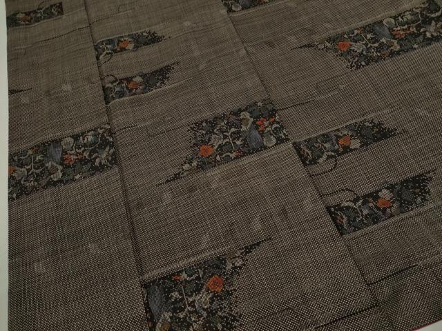 平和屋着物●本場大島紬　7マルキ　横段草花文　正絹　逸品　CABJ2489ze
