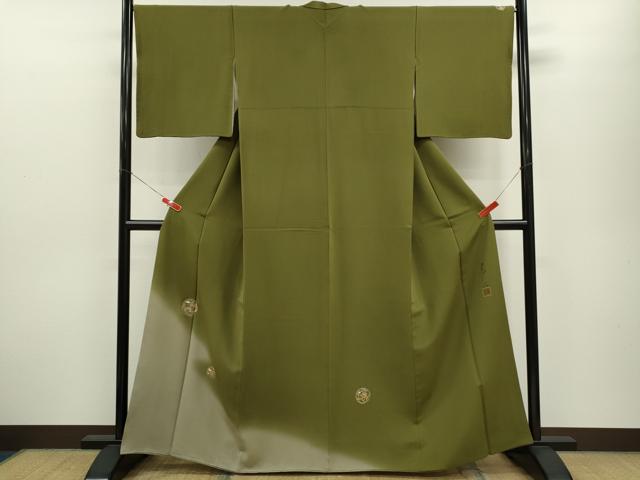 平和屋着物●友禅作家の巨匠　浅井青仁　色留訪問着　枝花丸文　暈し染め　金彩　正絹　逸品　CABJ2490ze