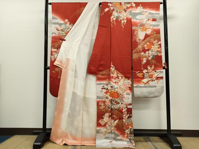 平和屋着物●豪華振袖　花籠文　暈し染め　金彩　正絹　逸品　CABJ2492ze