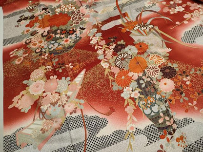 平和屋着物●豪華振袖　花籠文　暈し染め　金彩　正絹　逸品　CABJ2492ze