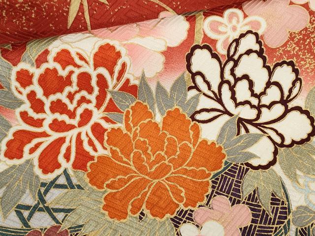 平和屋着物●豪華振袖　花籠文　暈し染め　金彩　正絹　逸品　CABJ2492ze