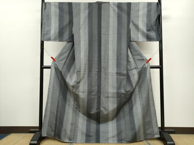 平和屋着物●上質な紬　縞　正絹　逸品　未使用　CABJ2493ze