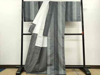 平和屋着物●上質な紬　縞　正絹　逸品　未使用　CABJ2493ze