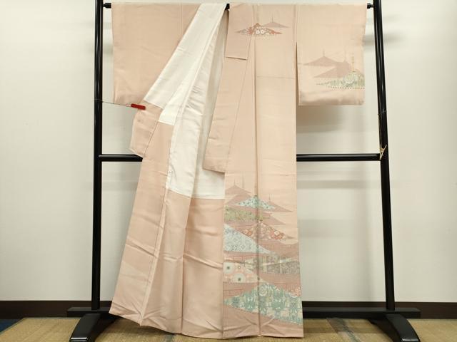 平和屋着物●鎌倉友禅　坂井教人　日本工芸会正会員　訪問着　刺繍　動物風景花文　金彩　正絹　逸品　CABJ2496ze