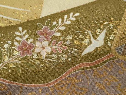 平和屋着物●訪問着　駒刺繍　松竹梅色紙重ね飛鶴宝尽くし花文　暈し染め　金銀彩　鈴乃屋扱い　正絹　逸品　CABJ2498ze