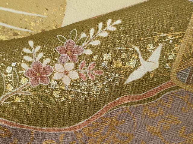 平和屋着物●訪問着　駒刺繍　松竹梅色紙重ね飛鶴宝尽くし花文　暈し染め　金銀彩　鈴乃屋扱い　正絹　逸品　CABJ2498ze