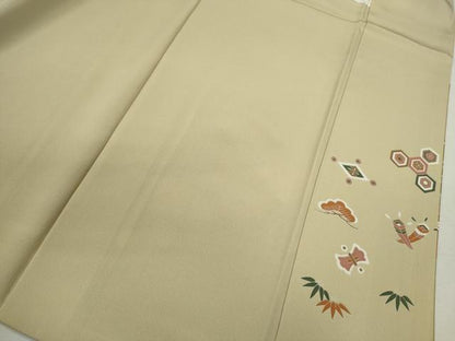 平和屋着物●訪問着　駒刺繍　松竹梅色紙重ね飛鶴宝尽くし花文　暈し染め　金銀彩　鈴乃屋扱い　正絹　逸品　CABJ2498ze