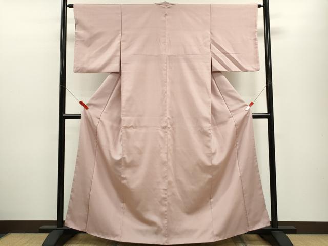 平和屋着物●上質な色無地　御召縮緬　薄柿色　正絹　逸品　CABJ2500ze