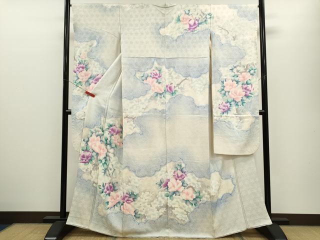 平和屋着物●豪華振袖　絞り　雲取り草花文　暈し染め　金彩　正絹　逸品　CABJ2501ze