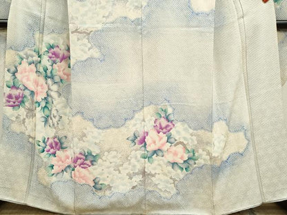平和屋着物●豪華振袖　絞り　雲取り草花文　暈し染め　金彩　正絹　逸品　CABJ2501ze