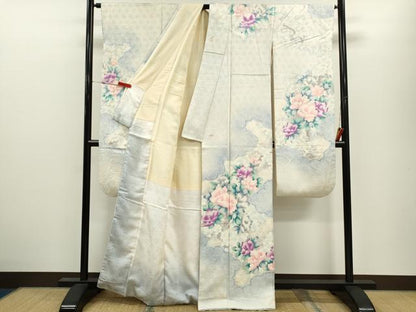 平和屋着物●豪華振袖　絞り　雲取り草花文　暈し染め　金彩　正絹　逸品　CABJ2501ze