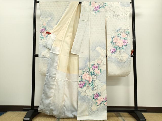 平和屋着物●豪華振袖　絞り　雲取り草花文　暈し染め　金彩　正絹　逸品　CABJ2501ze