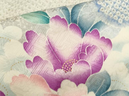 平和屋着物●豪華振袖　絞り　雲取り草花文　暈し染め　金彩　正絹　逸品　CABJ2501ze