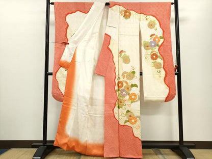 平和屋着物●豪華振袖　駒刺繍　絞り　菊唐草文　金彩　正絹　逸品　CABJ2502ze