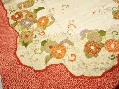 平和屋着物●豪華振袖　駒刺繍　絞り　菊唐草文　金彩　正絹　逸品　CABJ2502ze