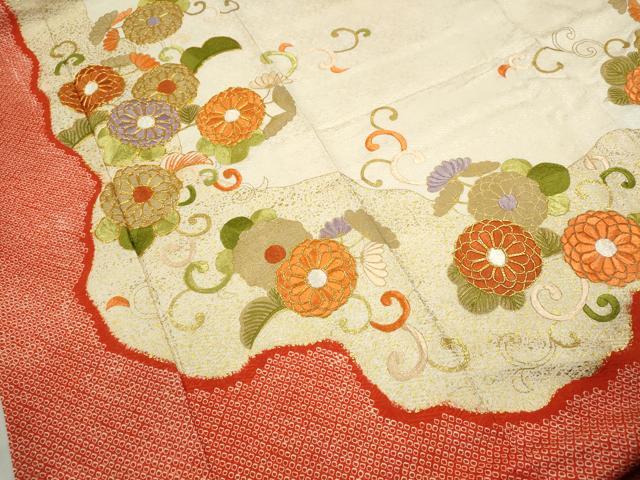 平和屋着物●豪華振袖　駒刺繍　絞り　菊唐草文　金彩　正絹　逸品　CABJ2502ze