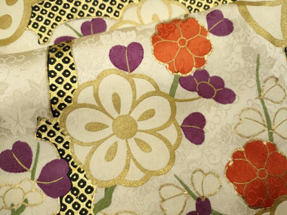 平和屋着物●豪華振袖　駒刺繍　枝梅文　金彩　正絹　逸品　CABJ2503ze