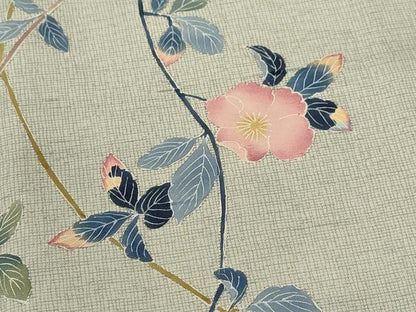 平和屋着物●訪問着　友禅　紬地　枝花文　暈し染め　正絹　逸品　CABJ2508ze
