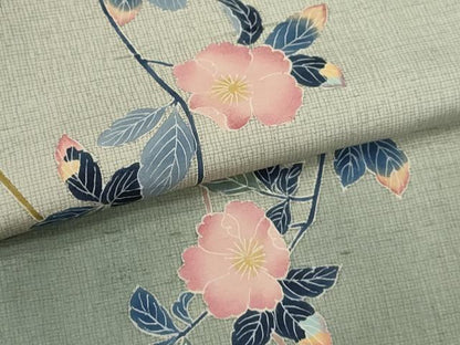 平和屋着物●訪問着　友禅　紬地　枝花文　暈し染め　正絹　逸品　CABJ2508ze