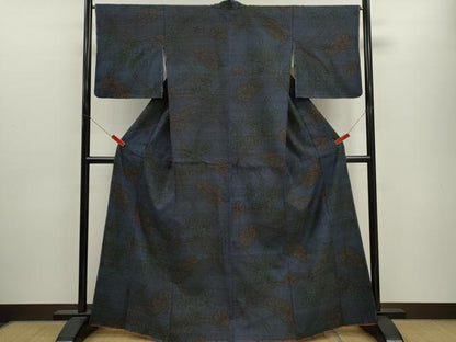 平和屋着物●結城紬　100亀甲　草花文　正絹　逸品　未使用　CABJ2510ze