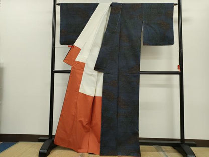 平和屋着物●結城紬　100亀甲　草花文　正絹　逸品　未使用　CABJ2510ze
