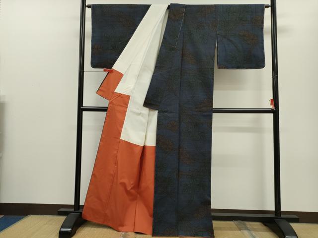 平和屋着物●結城紬　100亀甲　草花文　正絹　逸品　未使用　CABJ2510ze