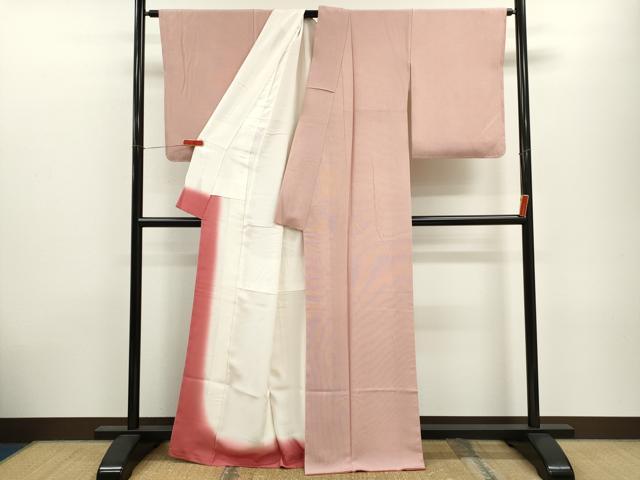 平和屋着物●江戸小紋　飯島輝也　万筋　甚三紅色✕白色　正絹　逸品　未使用　CABJ2511ze