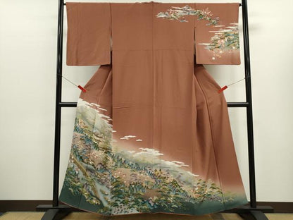 平和屋着物●訪問着　友禅　風景文　暈し染め　正絹　逸品　CABJ2514ze