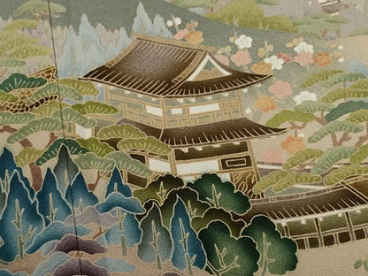 平和屋着物●訪問着　友禅　風景文　暈し染め　正絹　逸品　CABJ2514ze