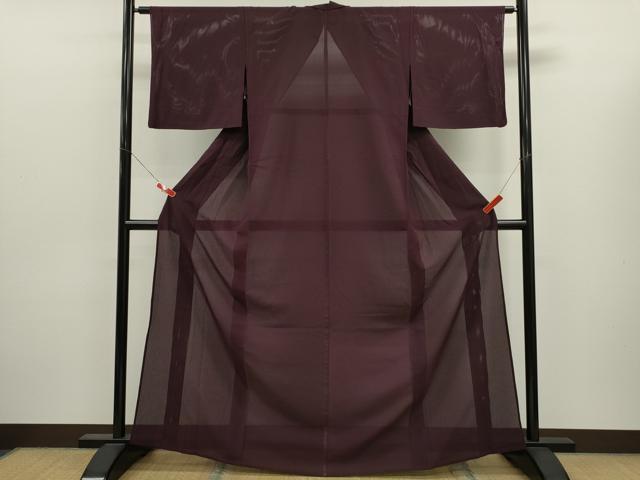 平和屋着物＊夏物　色無地　縦絽　似せ紫色　正絹　逸品　CABJ2520ze