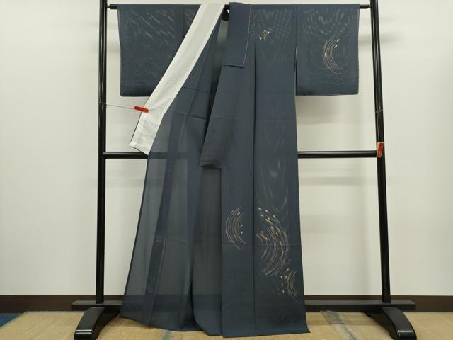 平和屋着物＊夏物　訪問着　絽　竹屋町刺繍　魚　金彩　正絹　逸品　CABJ2521ze