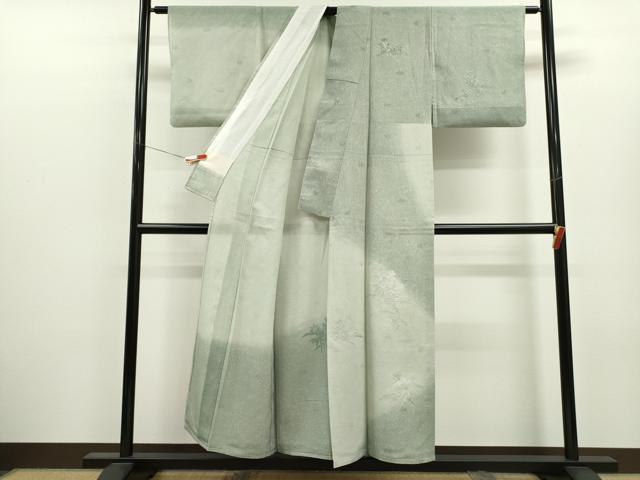 平和屋着物＊中国三大刺繍　スワトウ刺繍　夏物　訪問着　縦絽　草花文　暈し染め　正絹　逸品　CABJ2522ze