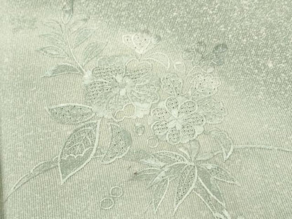 平和屋着物＊中国三大刺繍　スワトウ刺繍　夏物　訪問着　縦絽　草花文　暈し染め　正絹　逸品　CABJ2522ze
