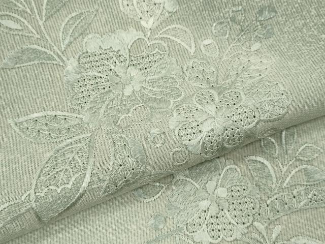 平和屋着物＊中国三大刺繍　スワトウ刺繍　夏物　訪問着　縦絽　草花文　暈し染め　正絹　逸品　CABJ2522ze