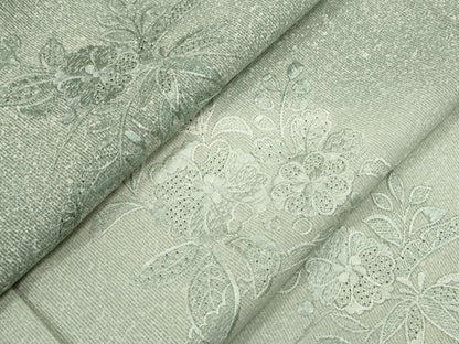 平和屋着物＊中国三大刺繍　スワトウ刺繍　夏物　訪問着　縦絽　草花文　暈し染め　正絹　逸品　CABJ2522ze