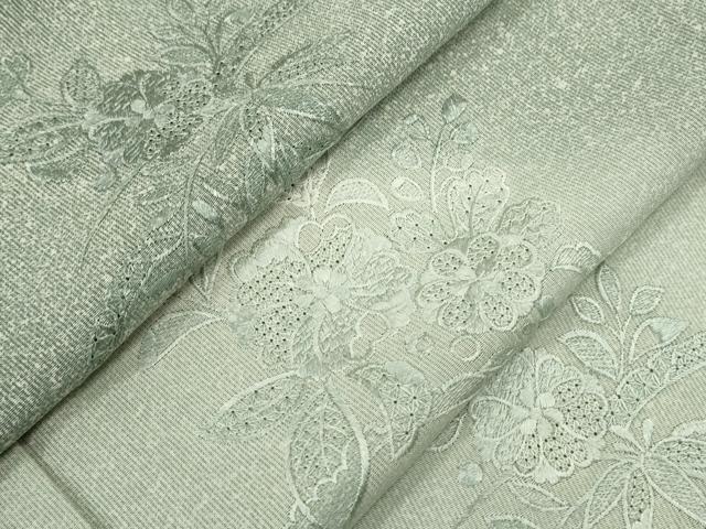平和屋着物＊中国三大刺繍　スワトウ刺繍　夏物　訪問着　縦絽　草花文　暈し染め　正絹　逸品　CABJ2522ze