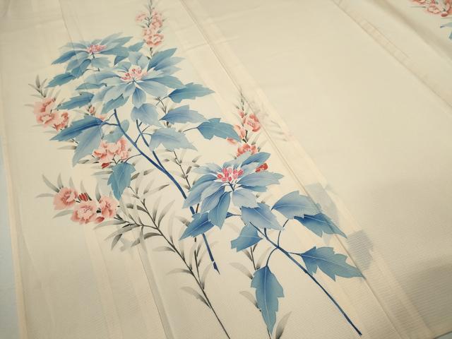 平和屋着物＊夏物　訪問着　友禅　絽　枝花文　三越扱い　正絹　逸品　CABJ2523ze