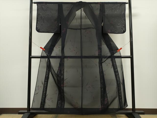 平和屋着物＊夏物　小紋　紗　枝花文　正絹　逸品　未使用　CABJ2532ze
