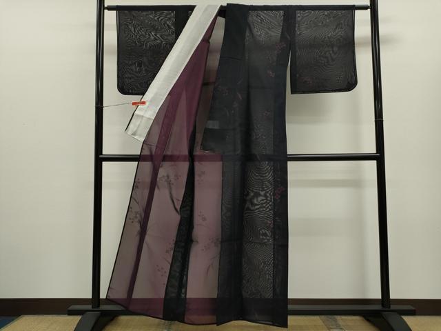 平和屋着物＊夏物　小紋　紗　枝花文　正絹　逸品　未使用　CABJ2532ze