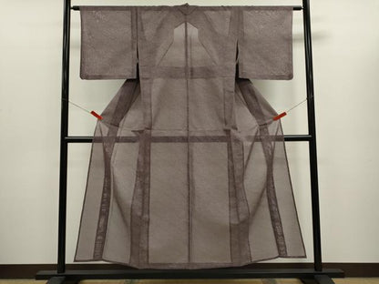平和屋着物＊夏物　小紋　風通紗　枝葉文　正絹　逸品　CABJ2533ze