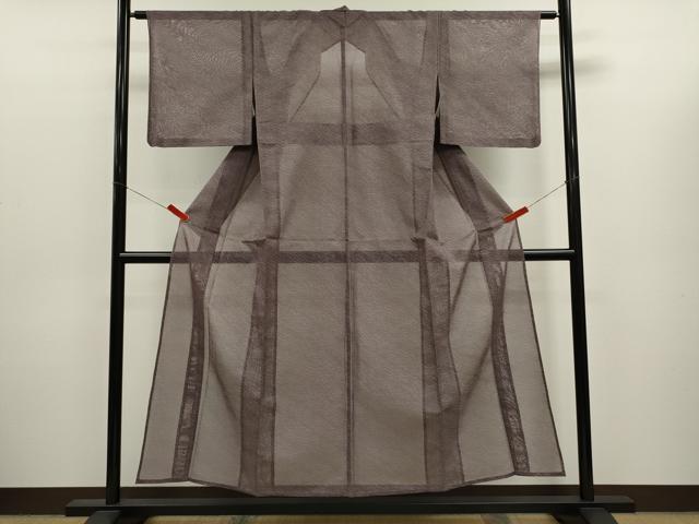 平和屋着物＊夏物　小紋　風通紗　枝葉文　正絹　逸品　CABJ2533ze