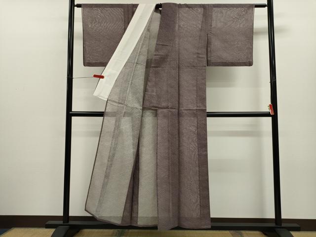 平和屋着物＊夏物　小紋　風通紗　枝葉文　正絹　逸品　CABJ2533ze
