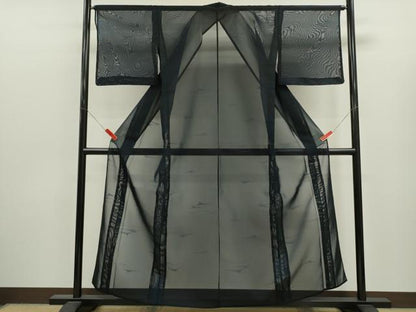 平和屋着物＊夏物　小紋　紗　遠山文　正絹　逸品　CABJ2534ze