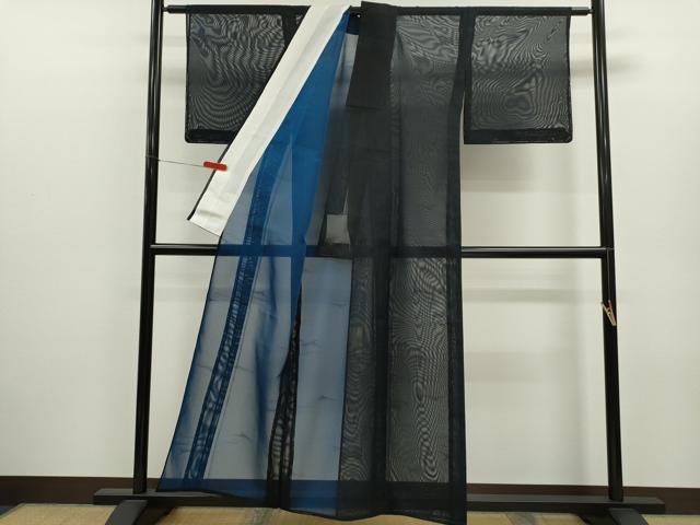 平和屋着物＊夏物　小紋　紗　遠山文　正絹　逸品　CABJ2534ze