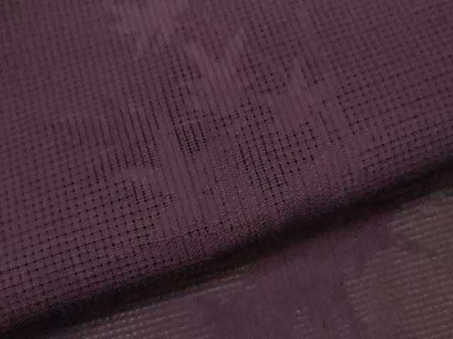 平和屋着物＊夏物　色無地　枝葉紋紗　滅紫色　正絹　逸品　CABJ2535ze